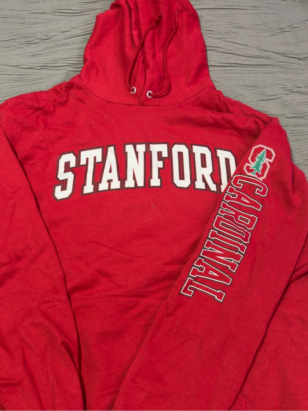 Champion Red Pullover Hoodie with Logo Tag